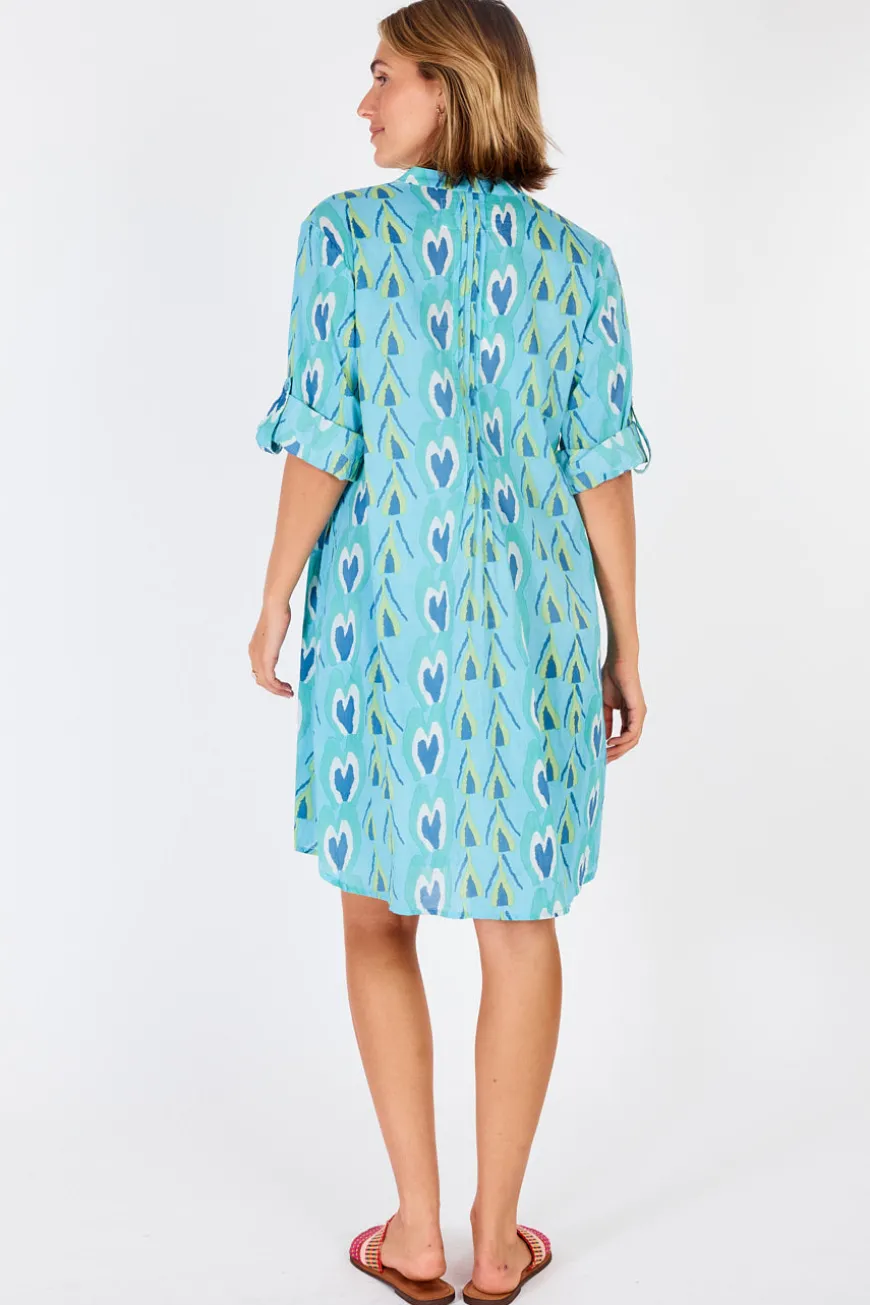 IBSA Heart Tuck Dress Lagoon