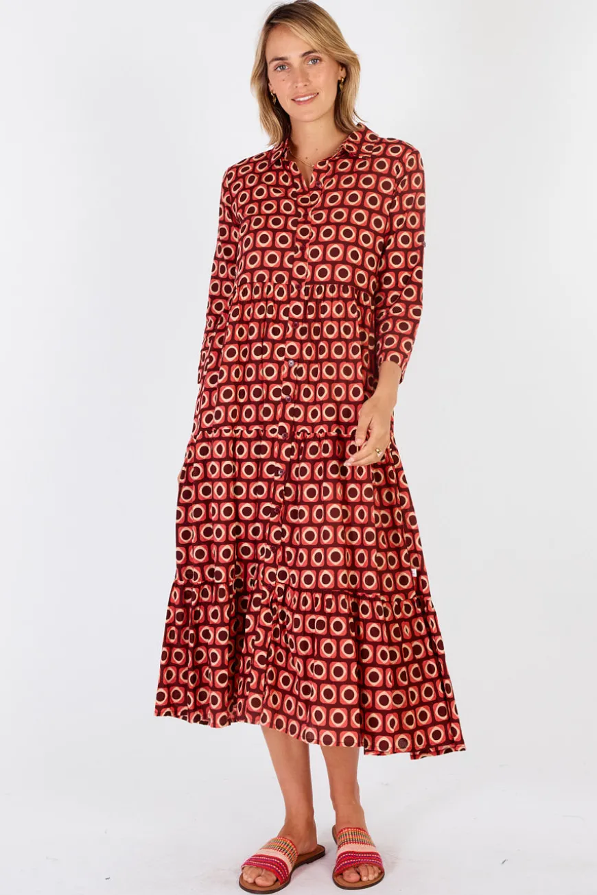 IBSA Montreal Button Dress Cranberry