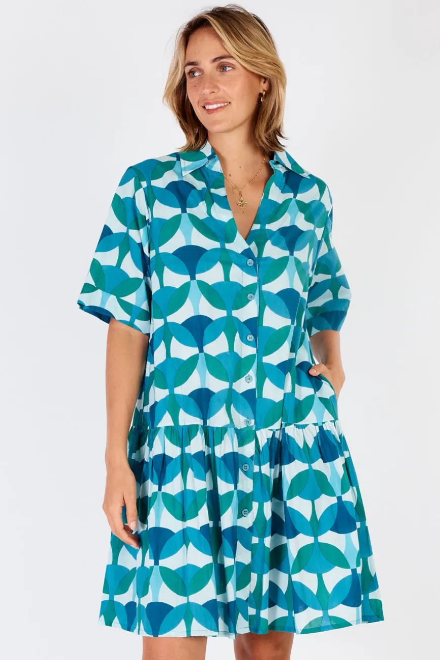 IBSA Phoenix Button Dress Lagoon