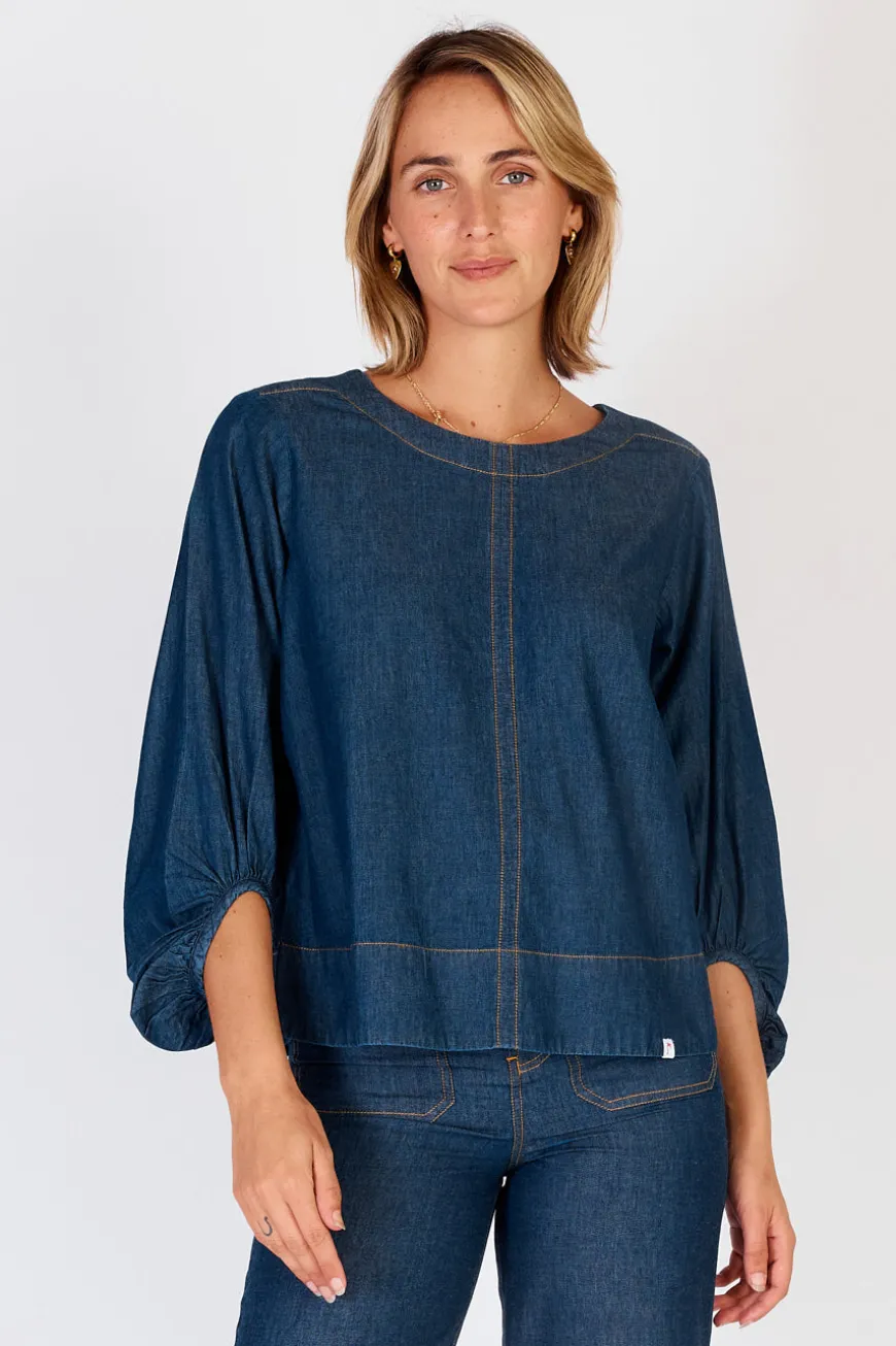IBSA Santa Fe Puff Sleeve Top Dark