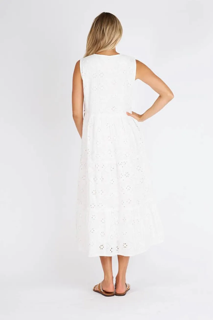 Lulaife Finley Tiered Midi White
