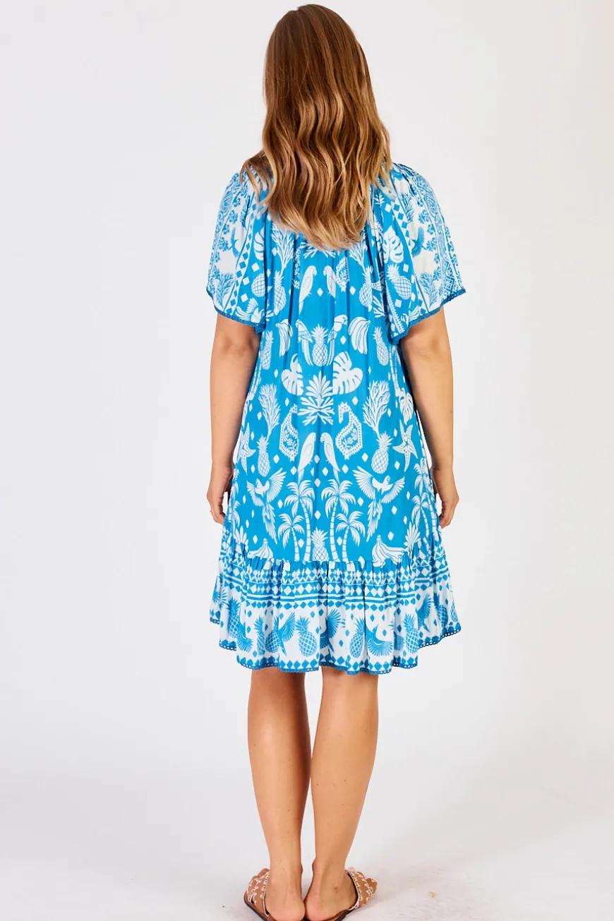 LulaLife Agatha Shirred Dress Ocean