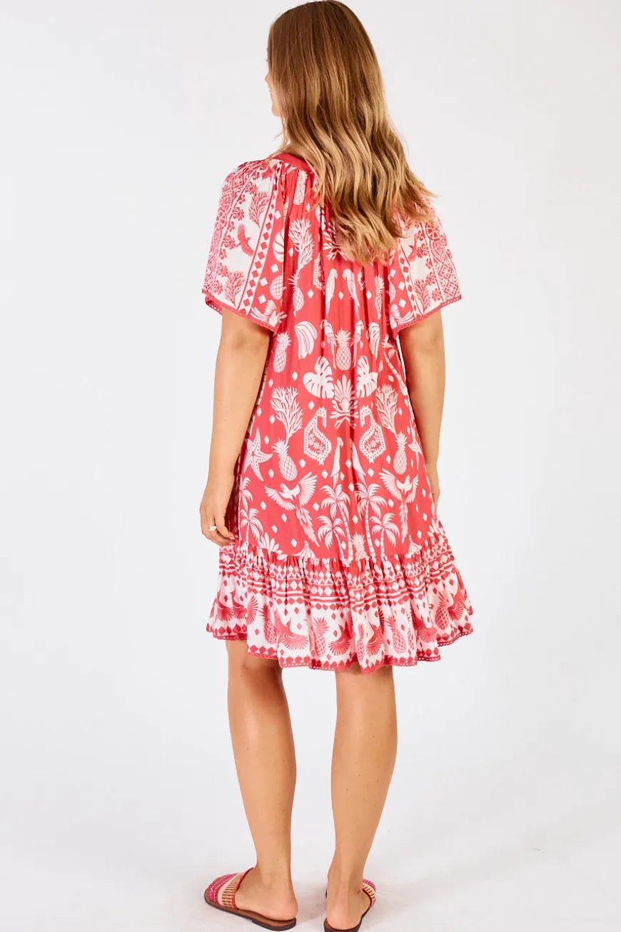 LulaLife Agatha Shirred Dress Melon
