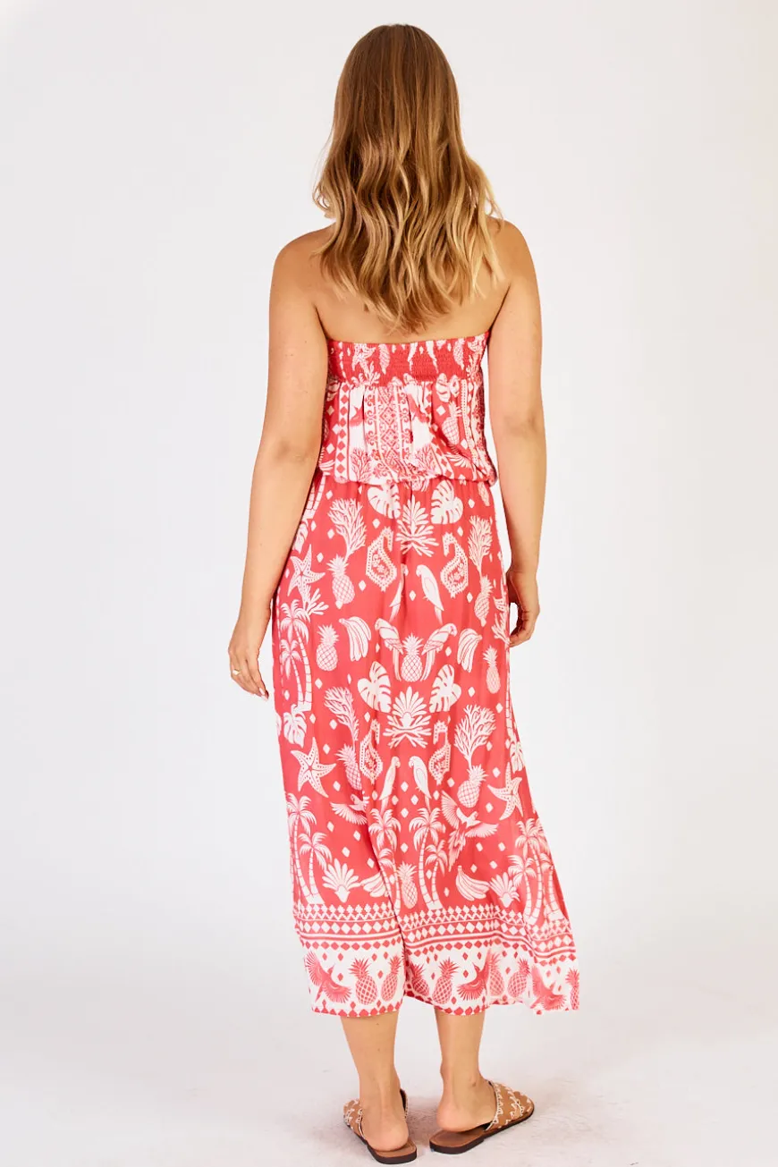 LulaLife Agatha Strapless Dress Melon