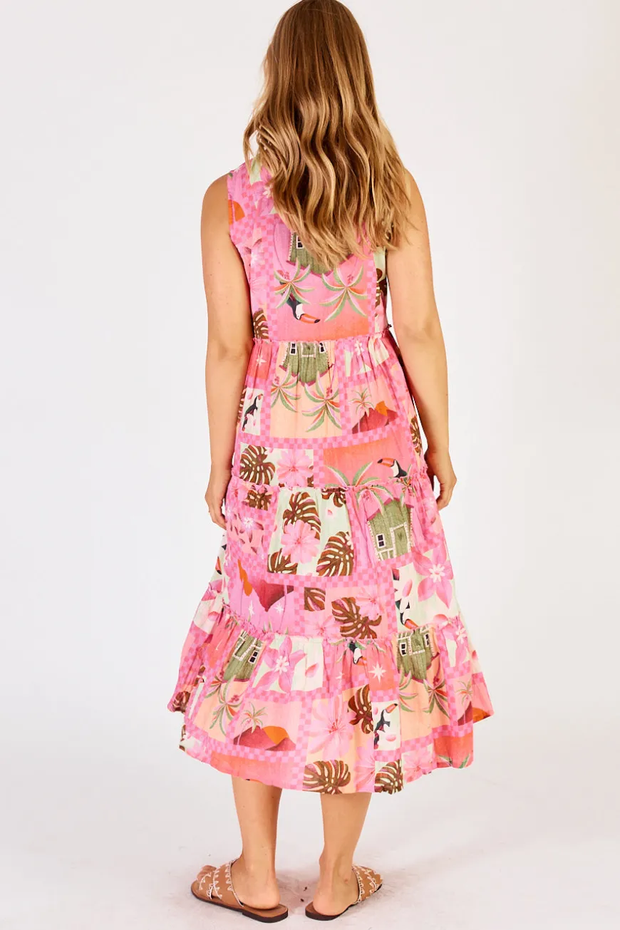 LulaLife Audrey Tiered Midi Musk