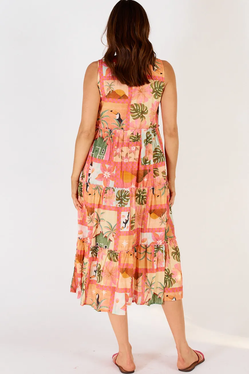 Lulalife Audrey Tiered Midi Coral