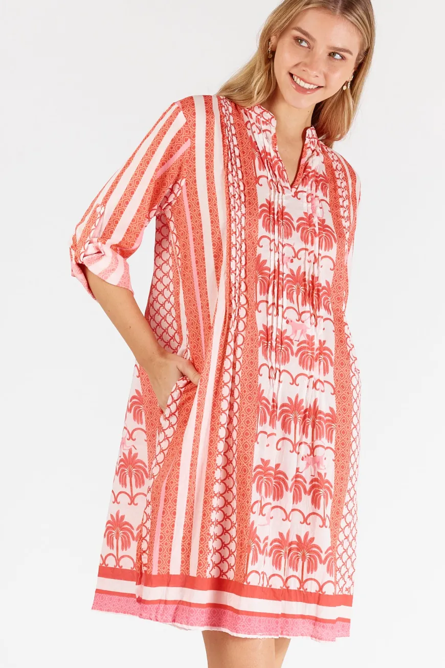 LulaLife Blakely Tucked Dress Melon