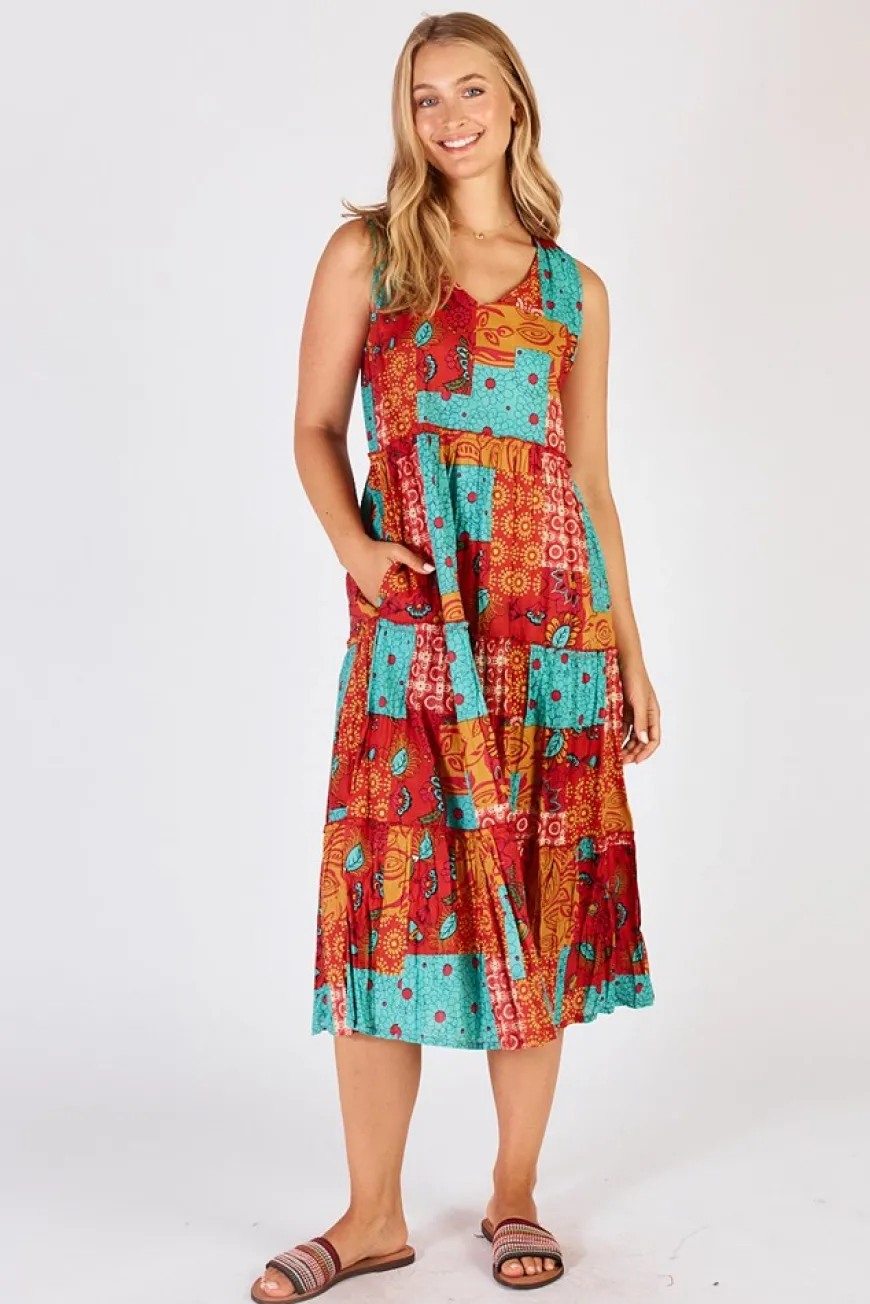 LulaLife Hattie Tiered Midi Flame