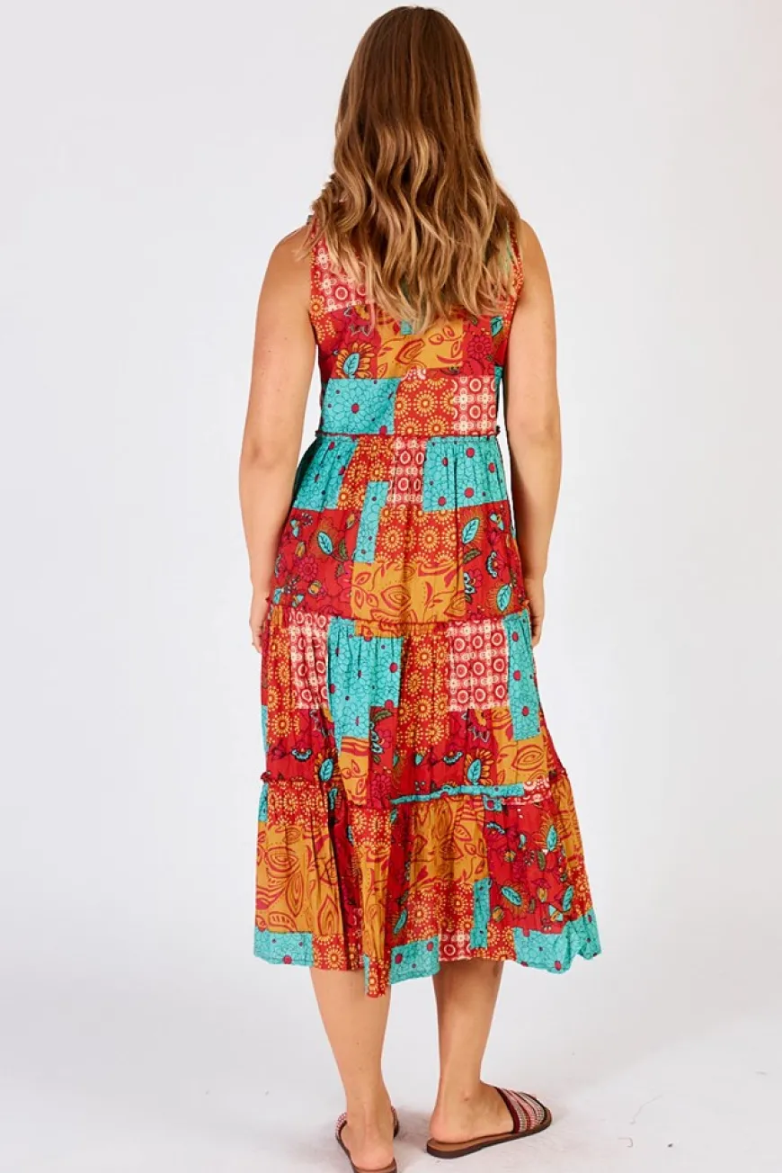 LulaLife Hattie Tiered Midi Flame