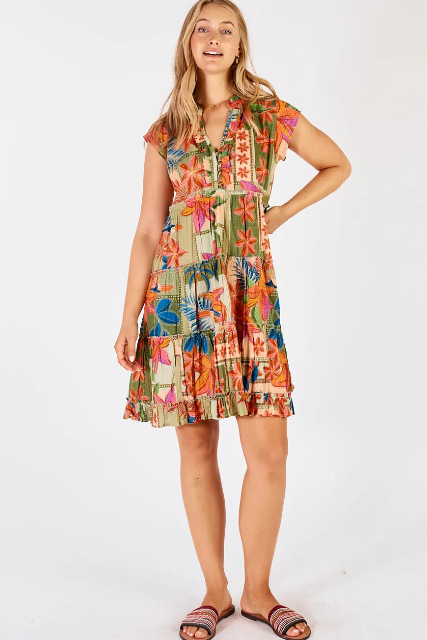 Lulalife Jemma Tiered Dress Olive