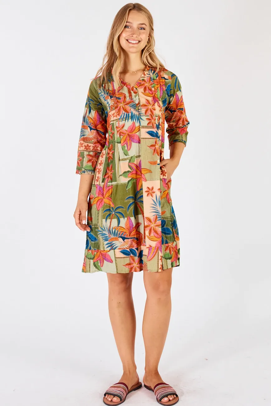 Lulalife Jemma Tuck Dress Olive