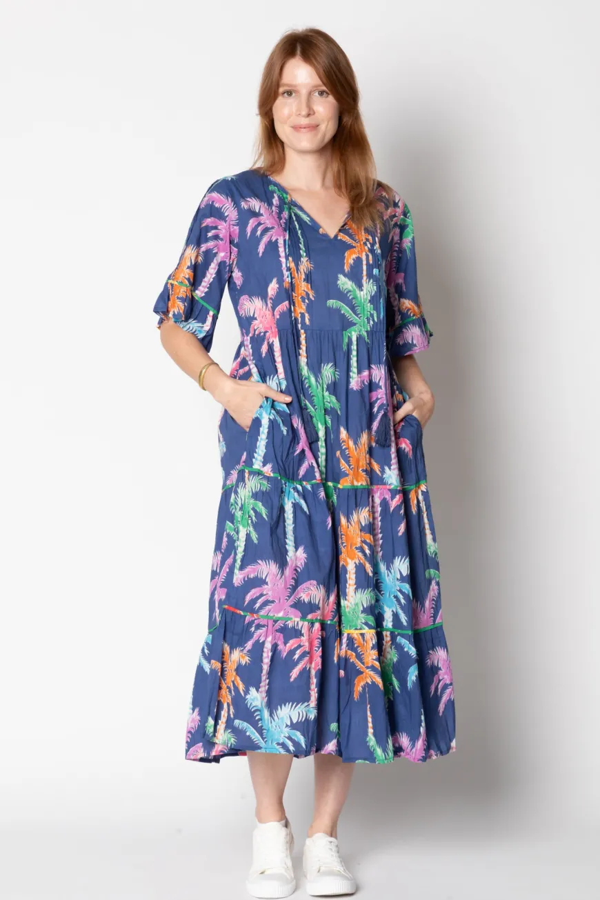 LulaLife Leilani Tucked Midi Navy-Exclusive