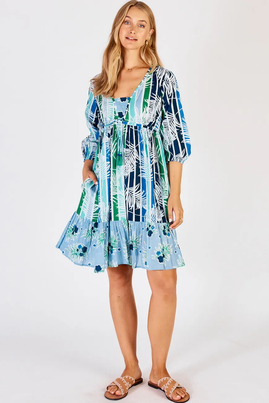 Lulalife Mila Tie Dress Stripe Sky