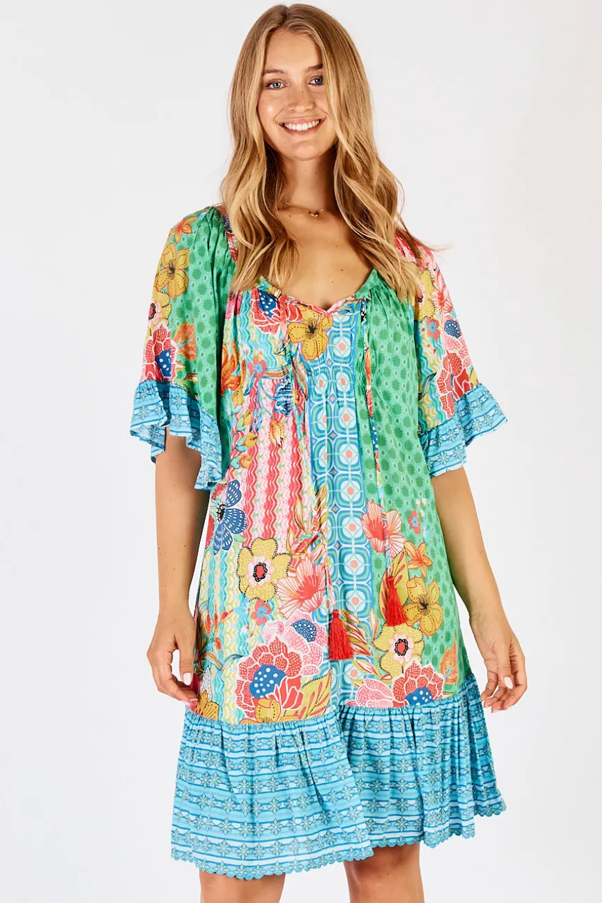 LulaLife Miranda Shirred Dress Sea