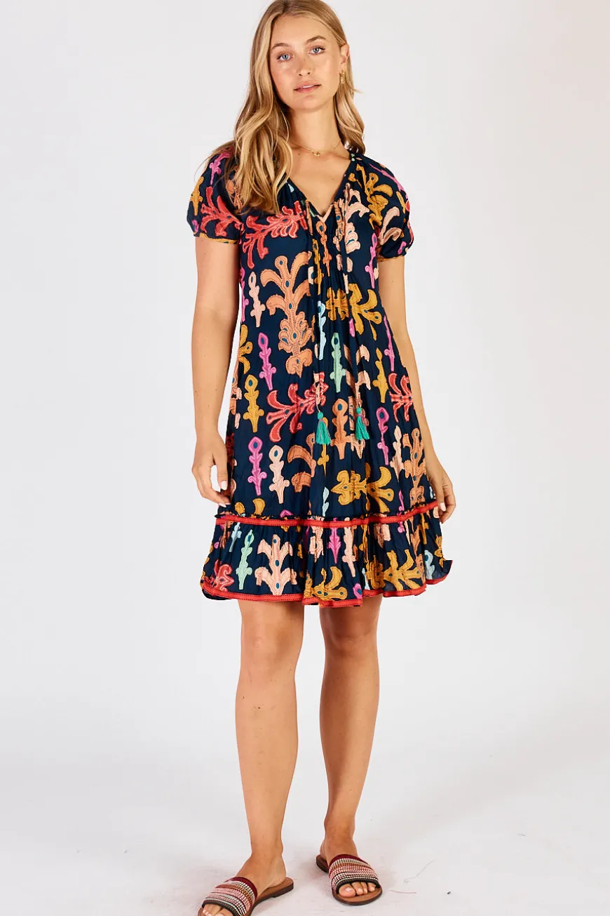 Lulalife Olivia Shirred Dress navy