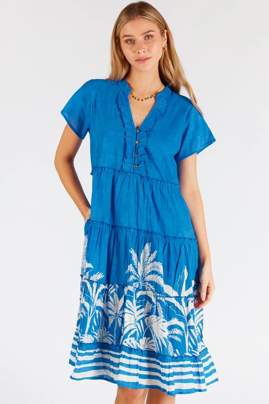 LulaLife Riley Tiered Dress Navy