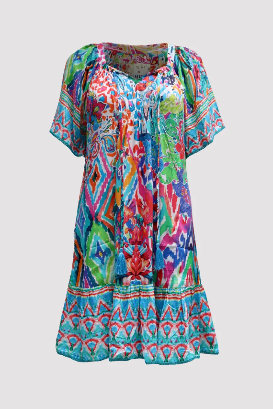 LulaLife Rumi Shirred Dress Lagoon