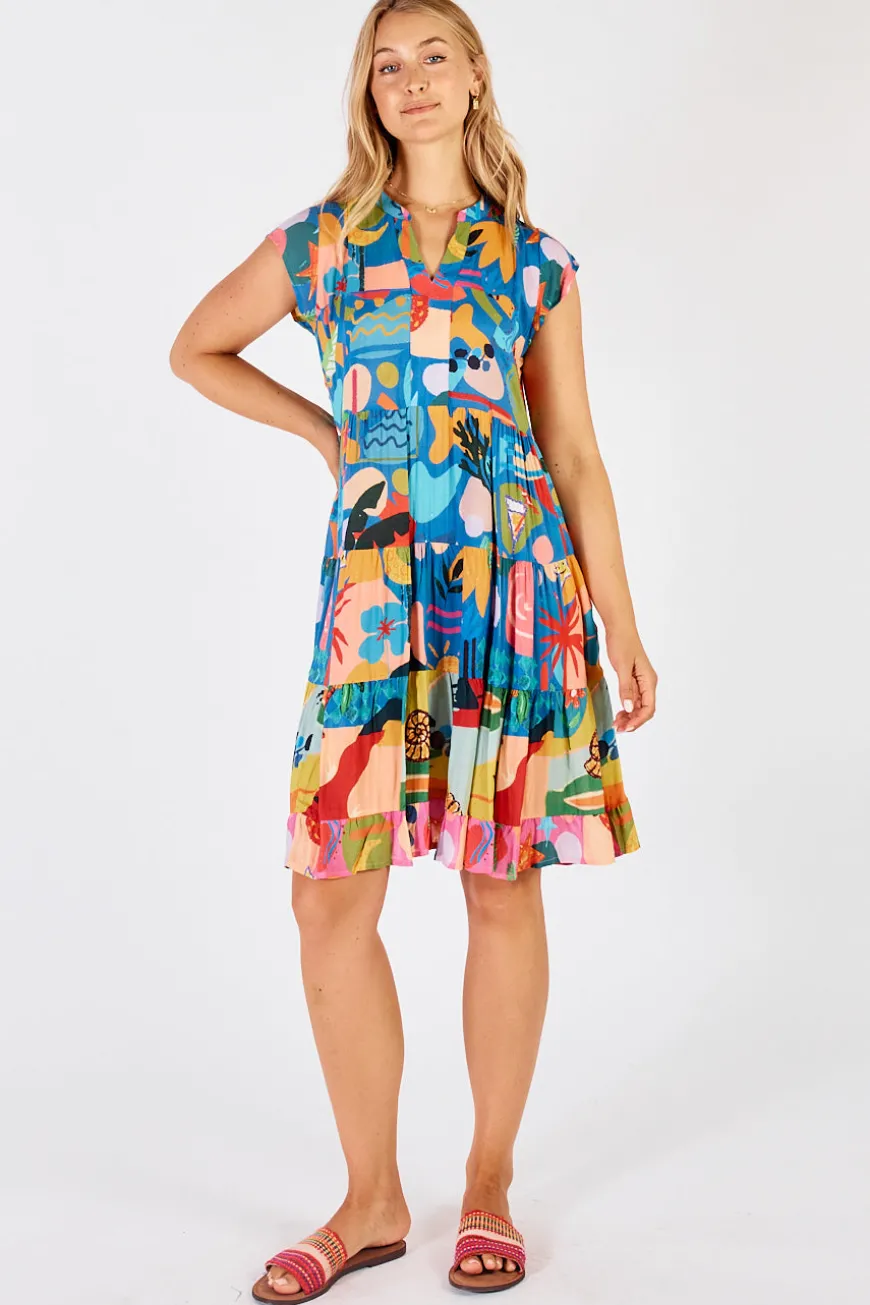 LulaLife Solana Tiered Dress Ocean