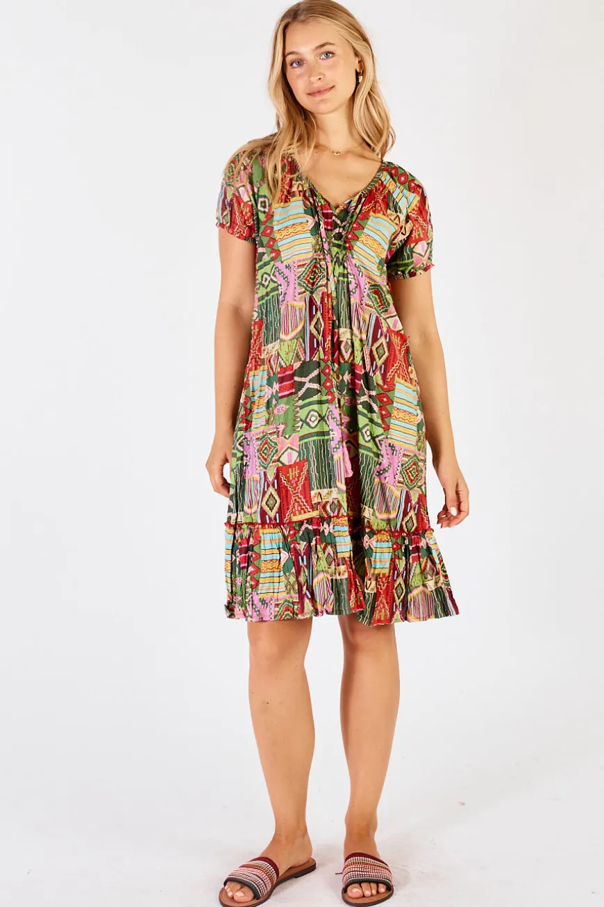 LulaLife Sylvie Shirred Dress Fern