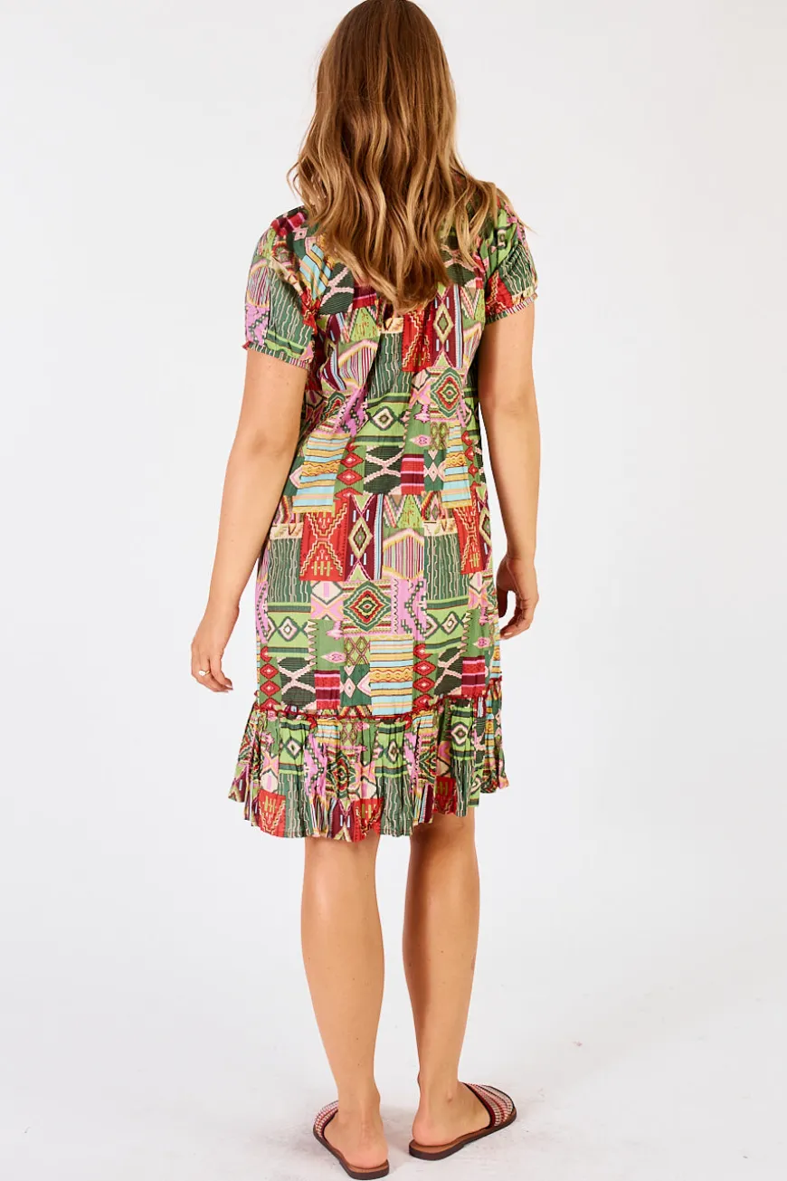 LulaLife Sylvie Shirred Dress Fern