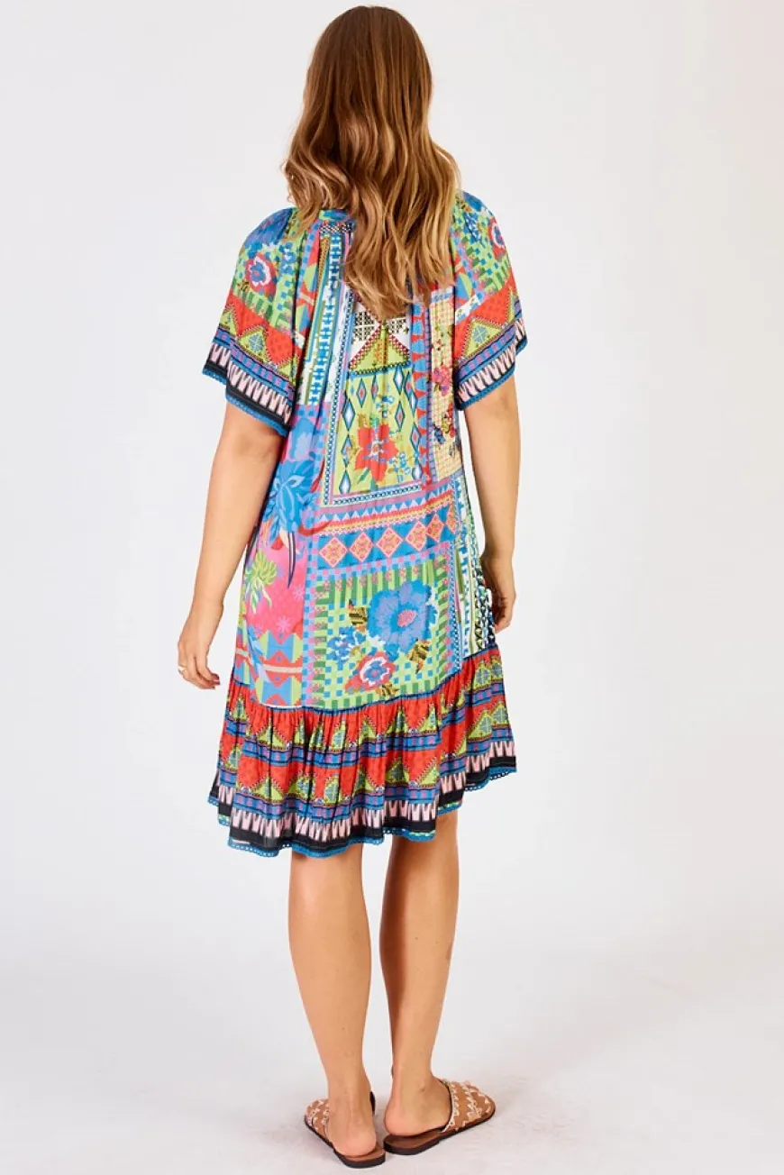 LulaLife Vivone Shirred Dress Lime